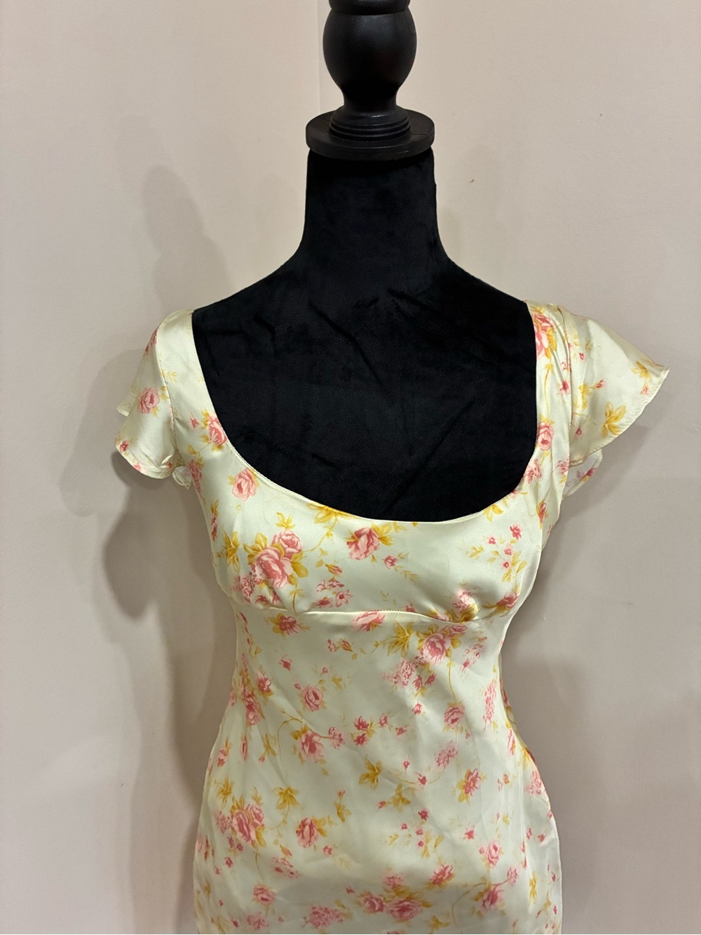 NWT Zara Mini Yellow Satin Dress - Picture 4 of 14